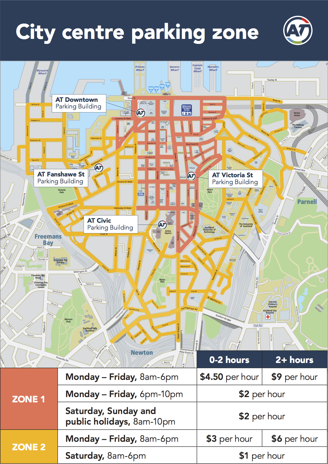 city centre parking zone map from 11 july 2016 Auckland Tango